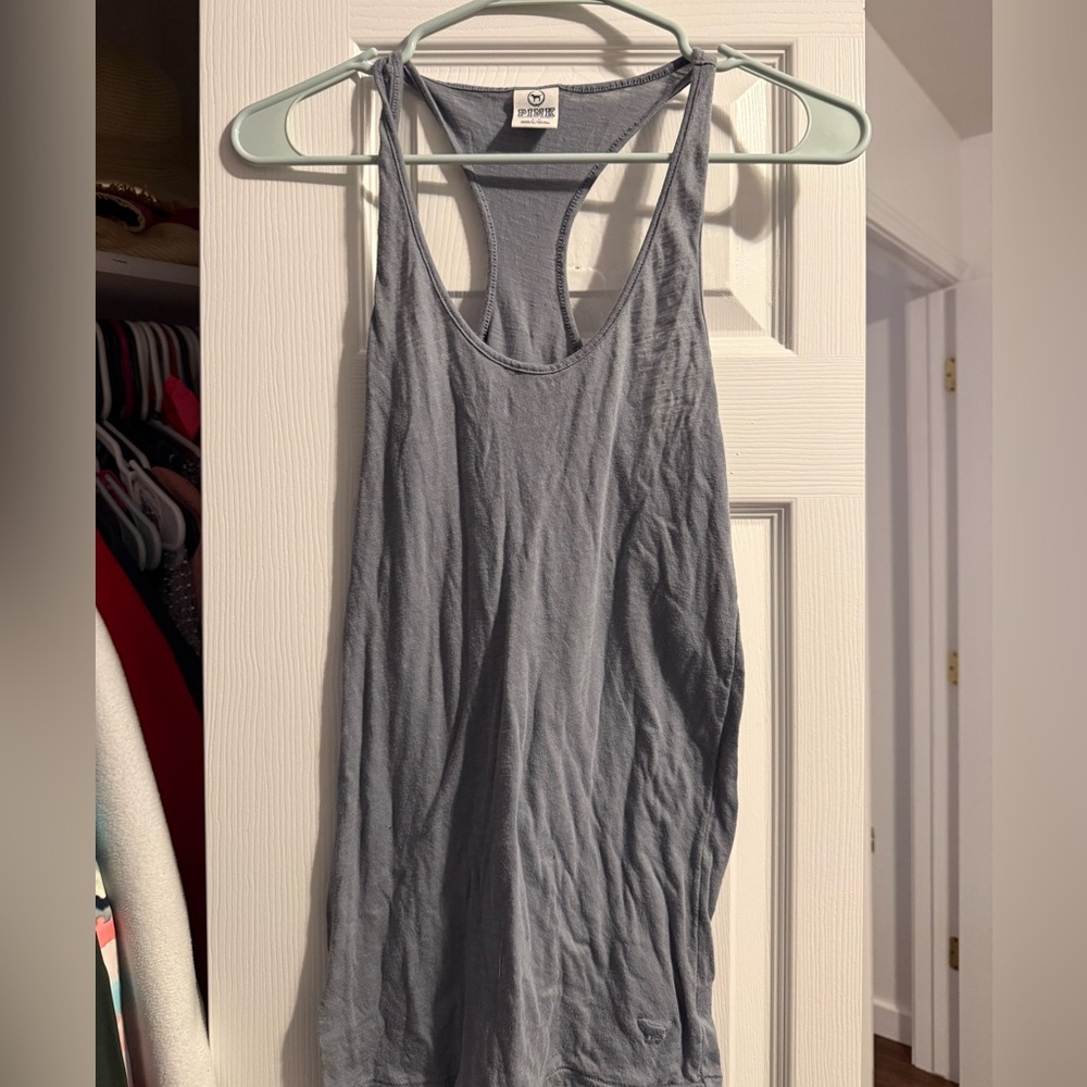 PINK Victoria's Secret Gray Sleeveless Fitted Tank Top